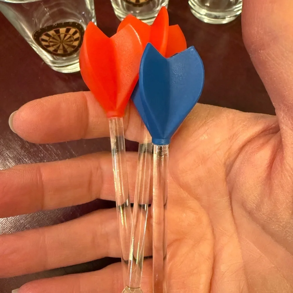 Set of 3 Dart Board Shot Glasses with Dart Stirs